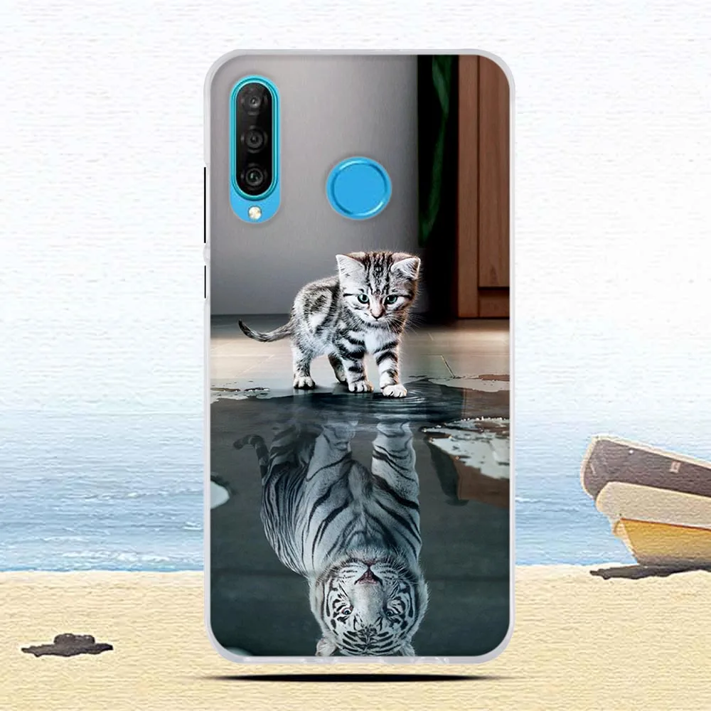 Силиконовый чехол для huawei P30 Lite, чехол, мягкий ТПУ бампер, милый рисунок кошки, задняя крышка для huawei P30 Lite, 6,2 дюймов, чехол для телефона - Цвет: 3
