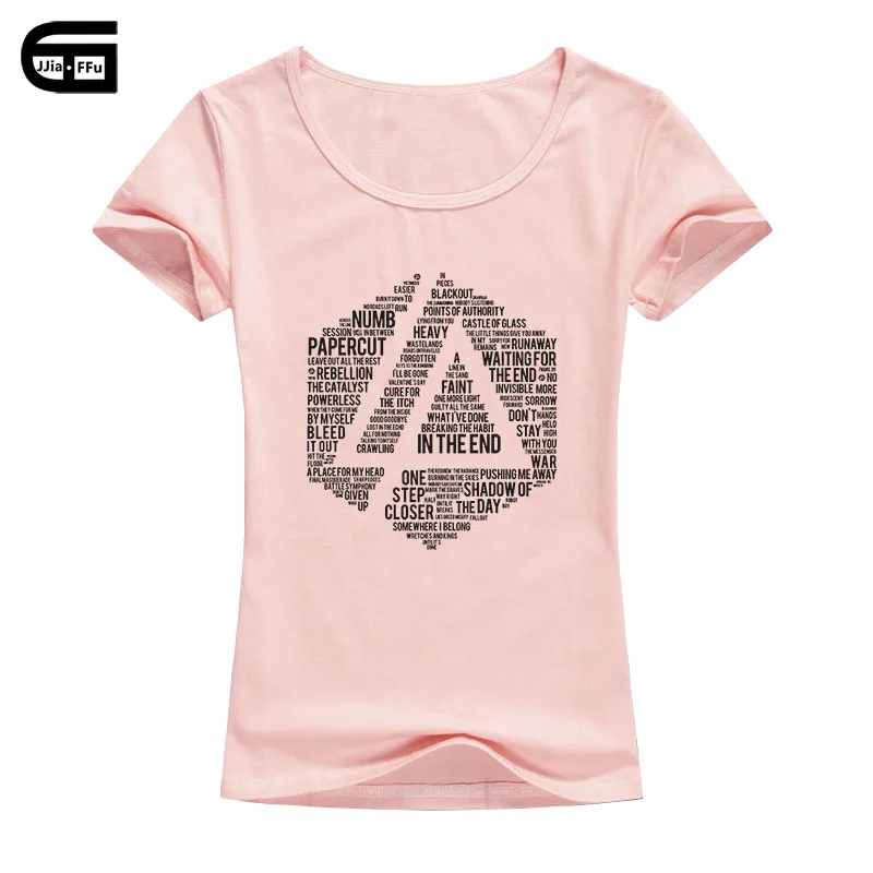 Pink Women Летняя модная женская футболка с принтом Lincoln Park, хлопковая брендовая одежда Linkin, Короткие топы, футболки B134 - Цвет: Pink Women