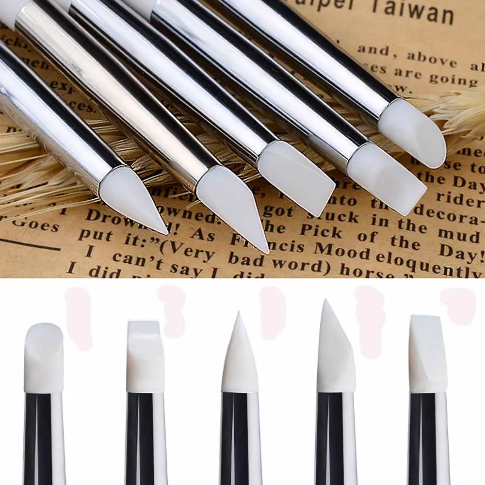 Лучшее предложение 5 шт. Силиконовая ручка для дизайна ногтей Раскрашивание