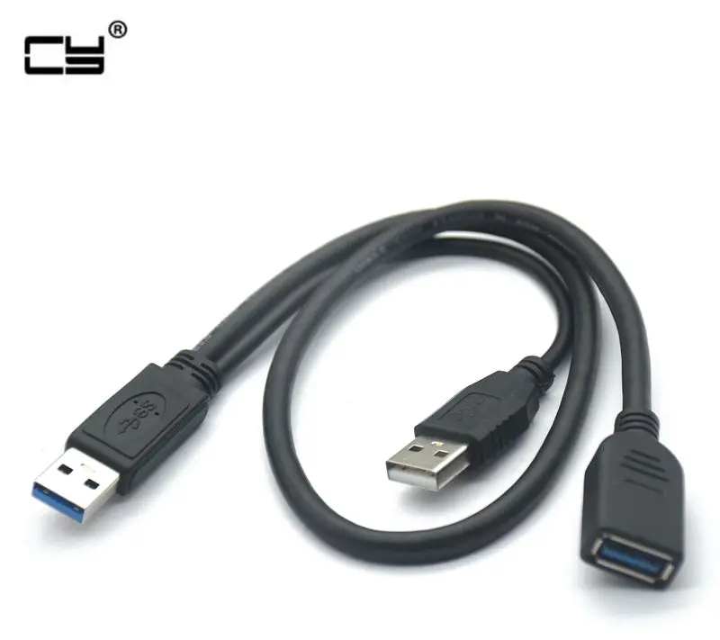 

Кабель USB 3,0 AF-AM Y-типа, два USB 3,0 A папа-USB мама для внешнего жесткого диска с дополнительным кабелем питания, 50 см, 100 см