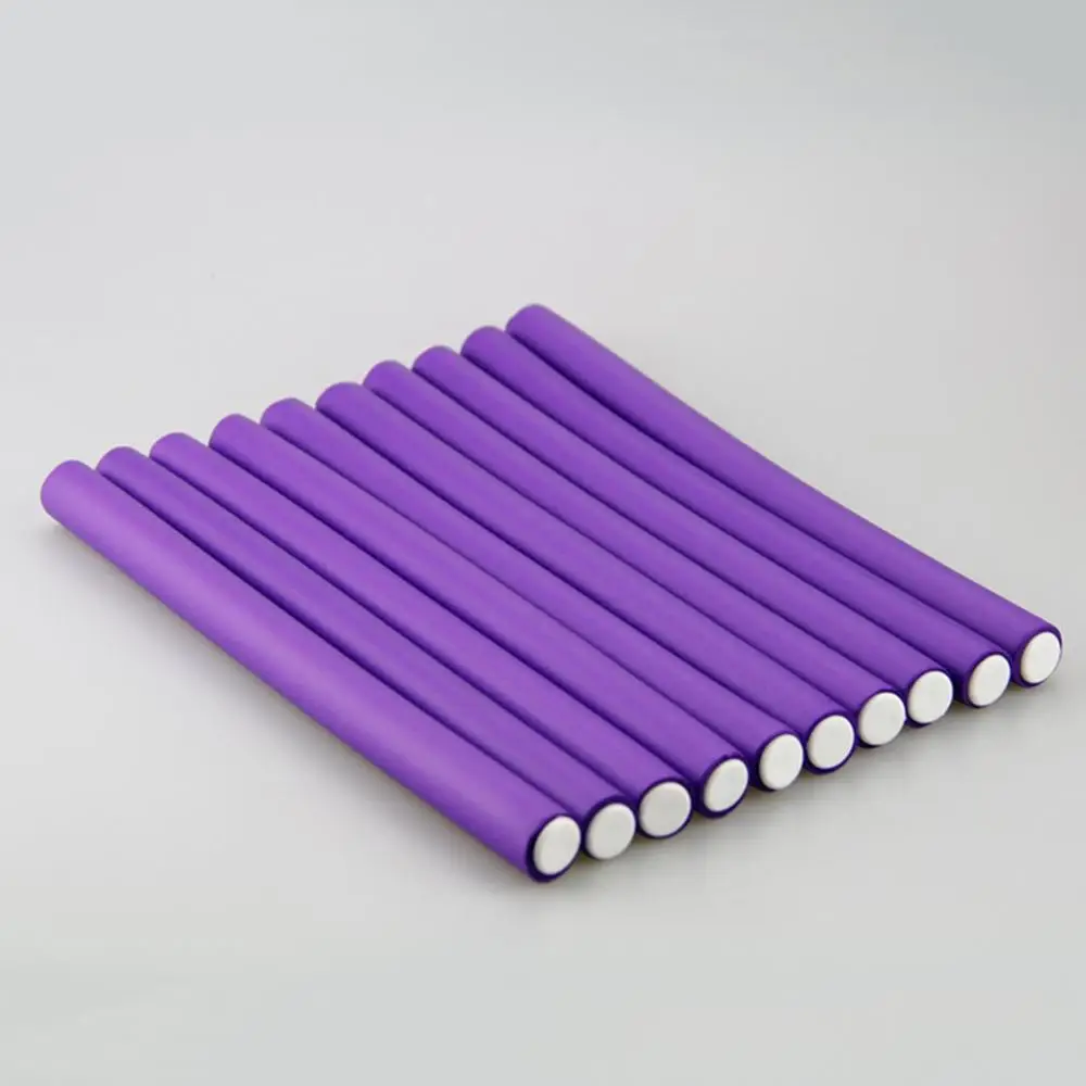 1.8x24cm purple 10 шт. DIY бигуди для волос Мягкие бигуди для волос бигуди жемчужные хлопковые Волосы Рулон локоны бублики Бенди Флекси стержни спиральные магические завивки - Цвет: 1.8x24cm purple