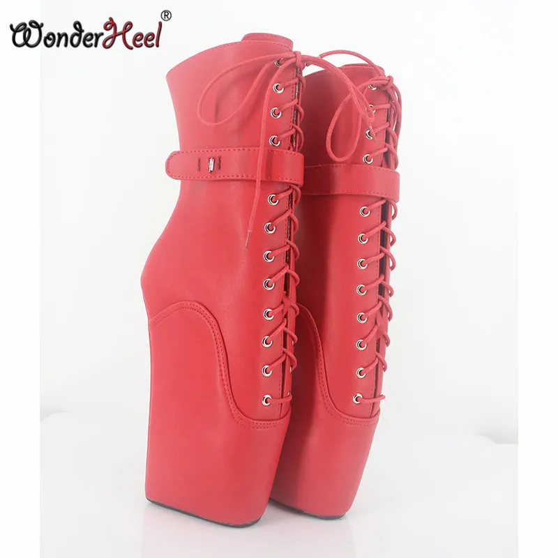 Wonderheel/Новинка; балетки на шнуровке; Каблук 7 дюймов; с необычным каблуком; из матовой искусственной кожи; модная пикантная обувь с замками; балетки; ботильоны