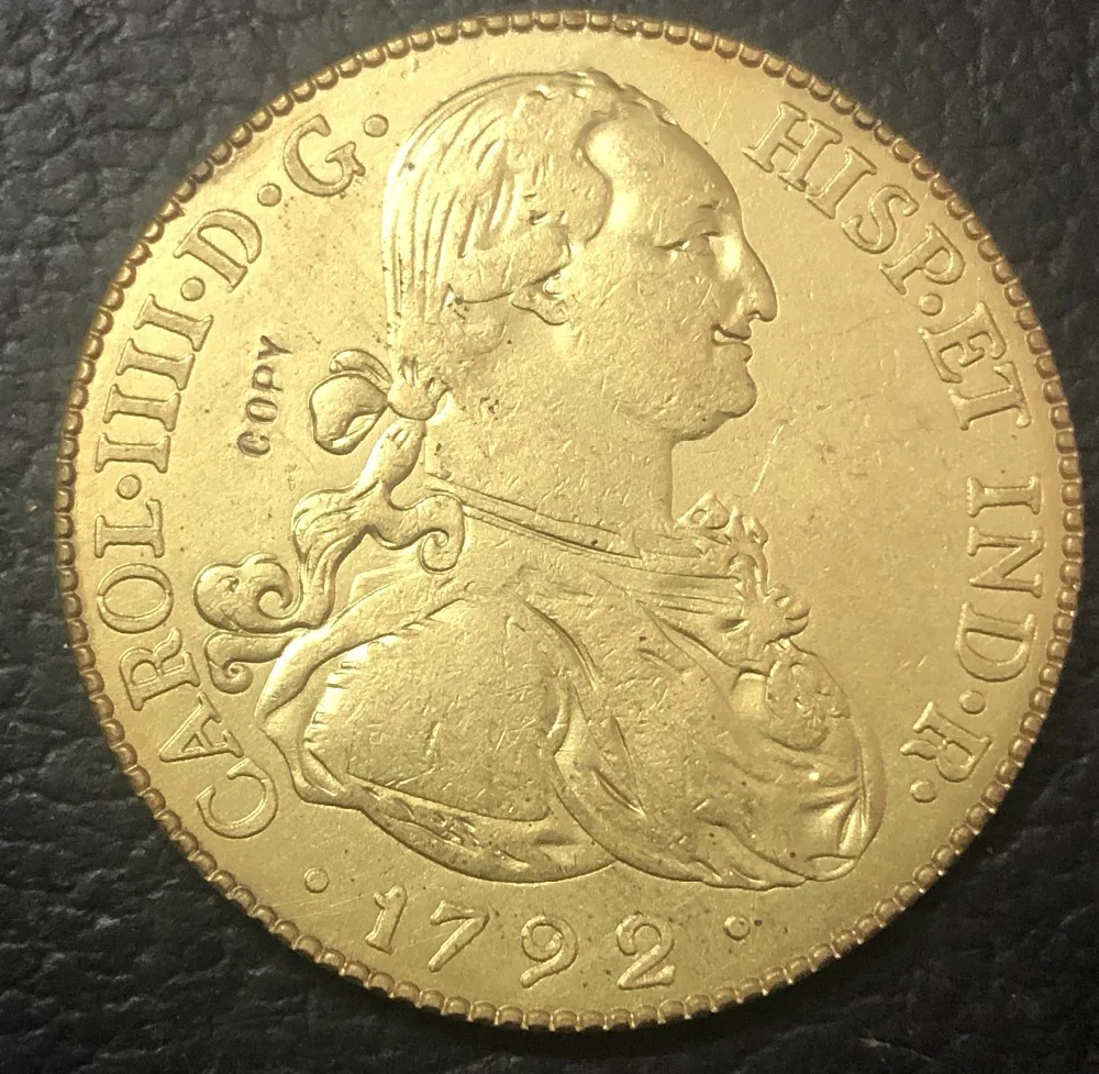 1792 S. F Colombia 8 Escudos Carlos IV Золотая копия монеты|Безвалютные монеты| |