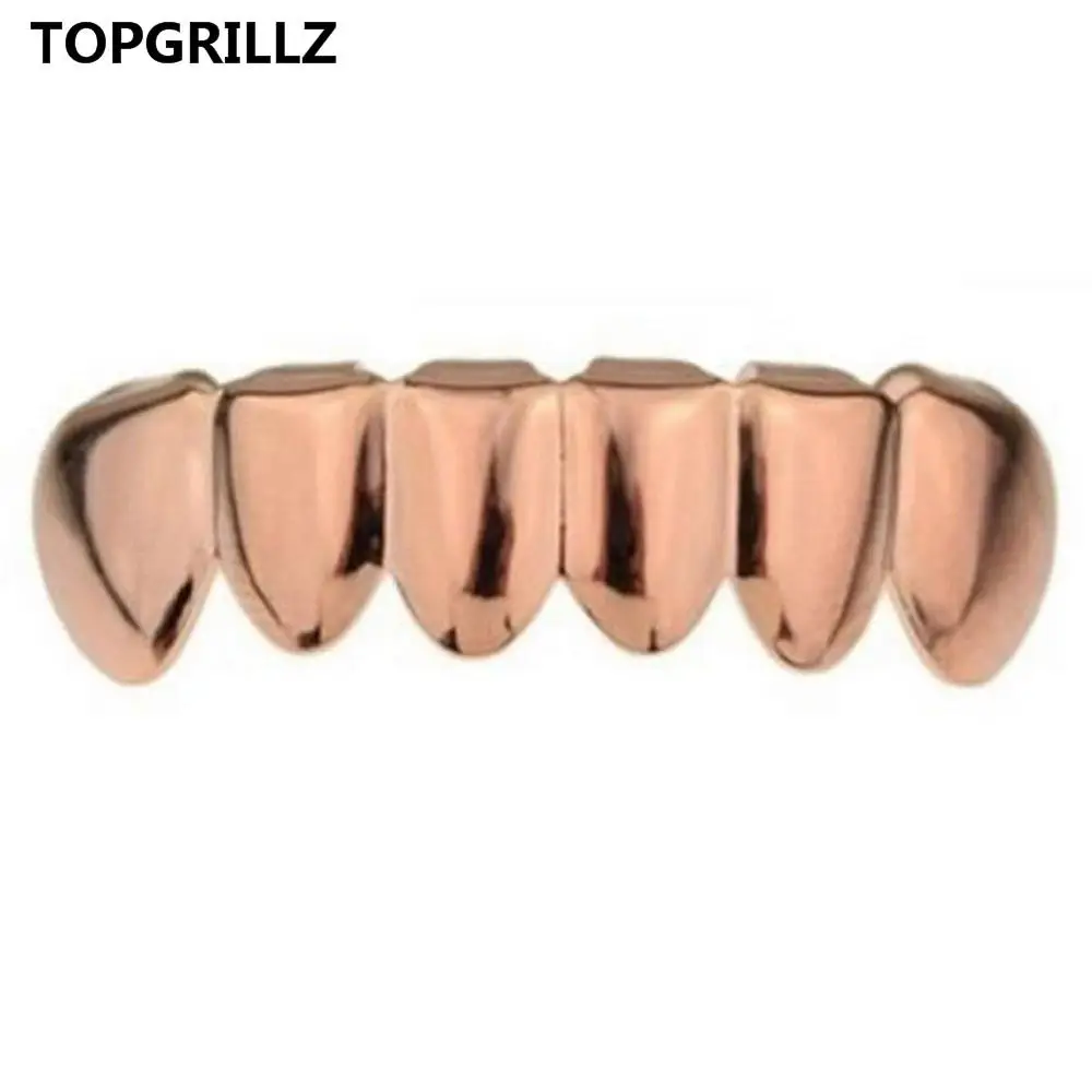 TOPGRILLZ позолоченные хип-хоп ЗУБЫ Grillz Top& Bootom Groll набор с силиконовыми зубами вампира лучший подарок на Рождество - Окраска металла: Rose Bottom
