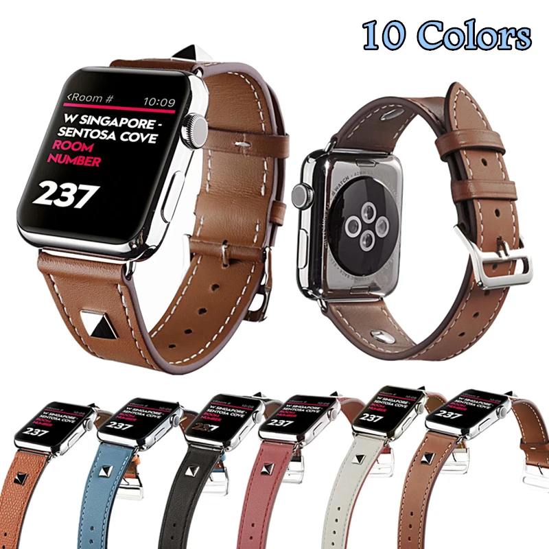 Новинка 2019 цветной кожаный Одноместный тур с логотипом Herme для Apple Watch 44 мм 40 42 38