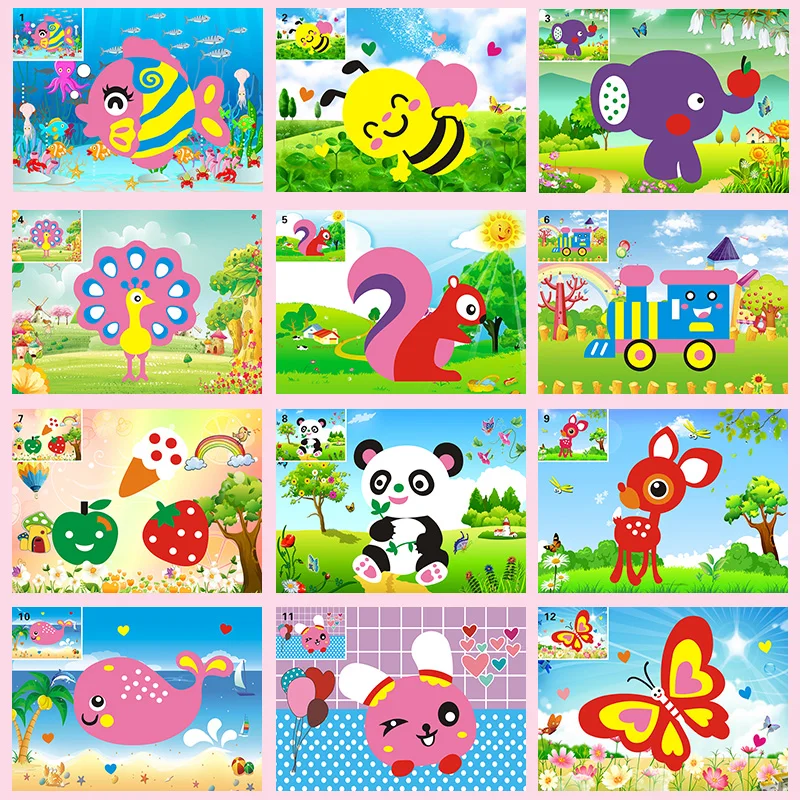 EVA 3D Stickers 3D Pasting Paper Children Handmade DIY Materials Kids DIY Craft Toys baby Kindergarten Puzzle Toy Stereo Sticker