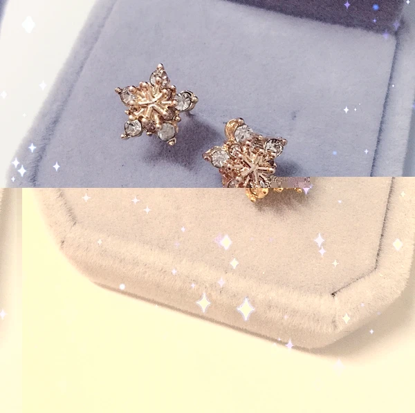 Серьги пусеты со стразами и кристаллами из розового золота милые серьги в виде