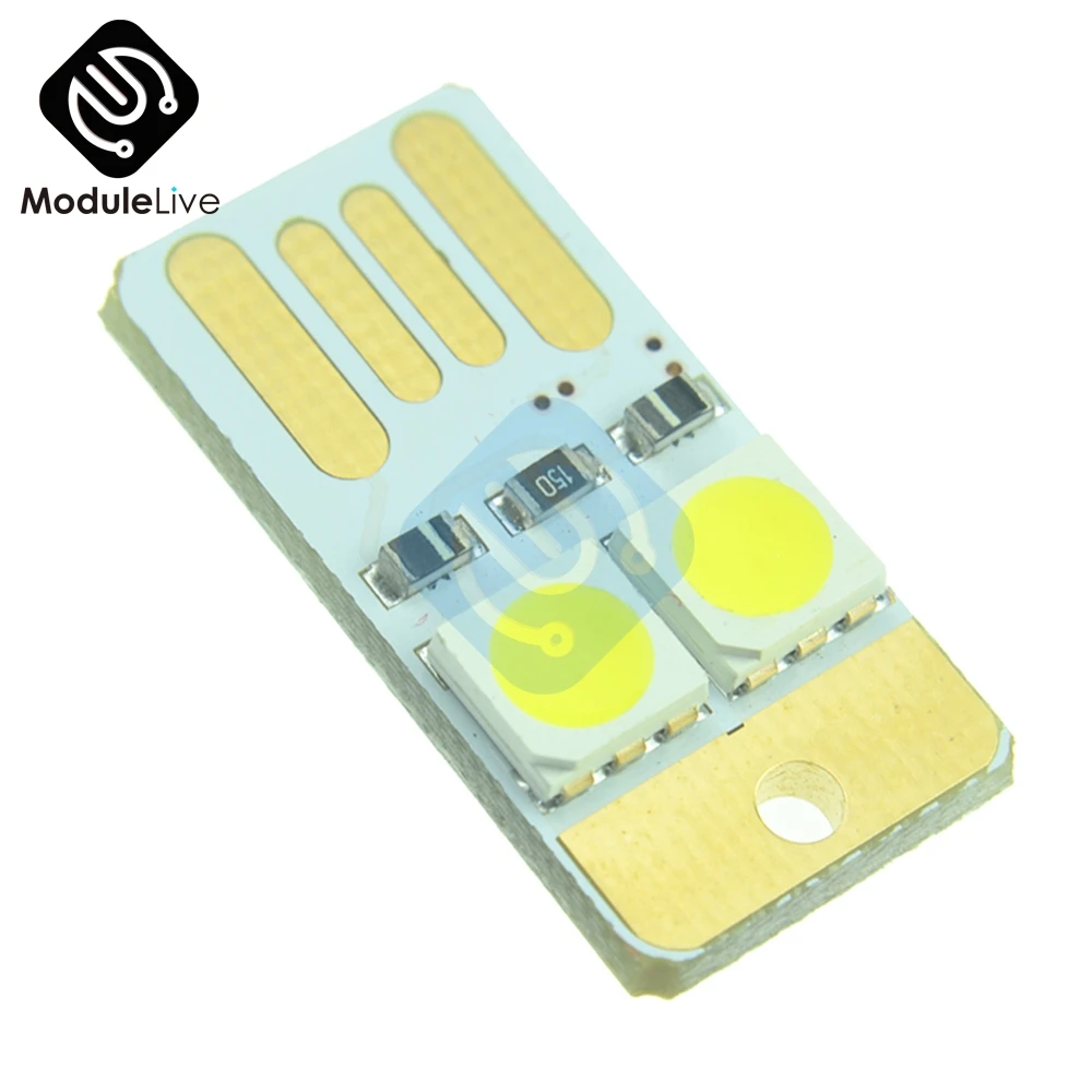 Мини USB 2 LED Портативный Ночной светильник белая модель двусторонний подключаемый