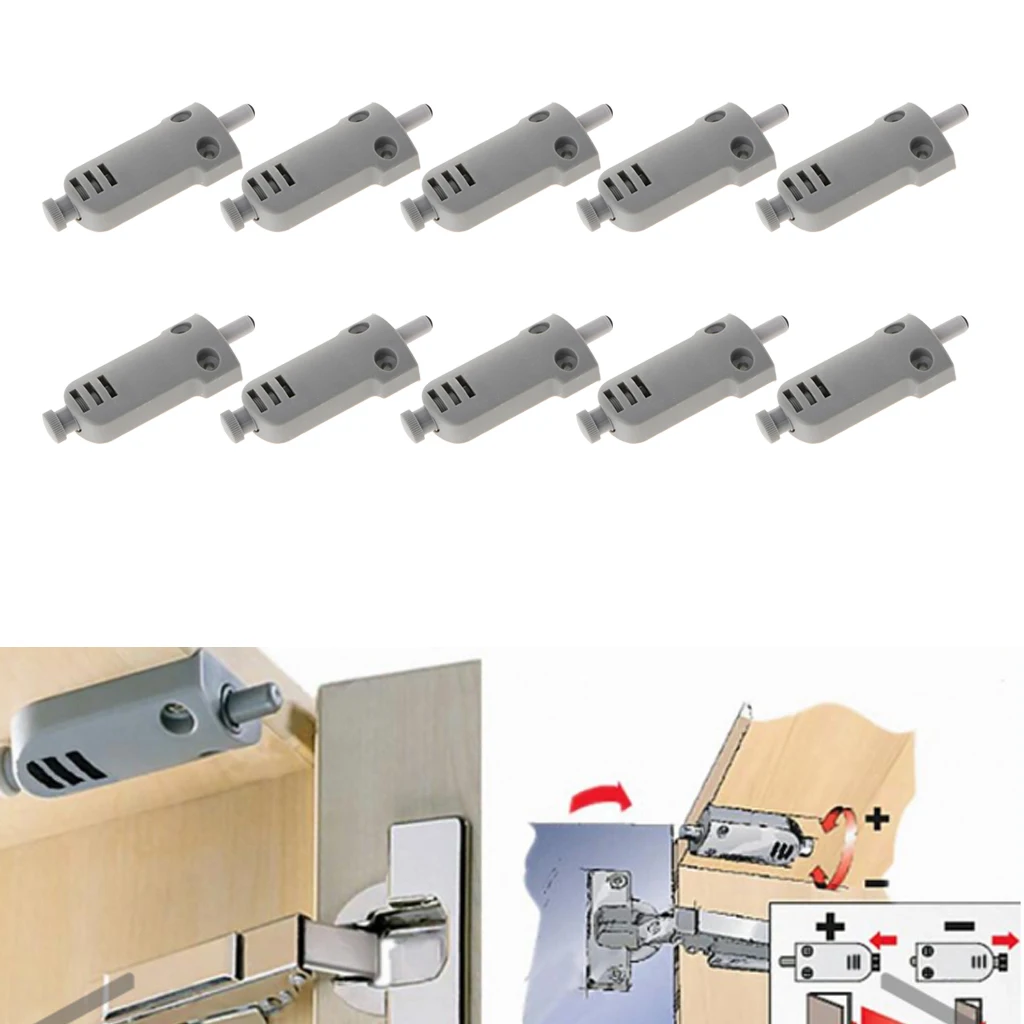 10Pcs/Set Cabinet Latch Door Drawer Push Open Damper Buffer With Screws - Gray | Строительство и ремонт