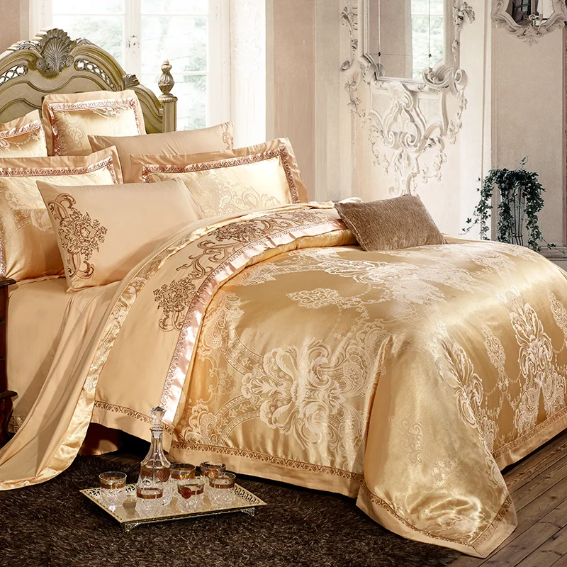 Бамбуковое волокно текстиль хлопок сатин жаккардовое одеяло простыня четыре