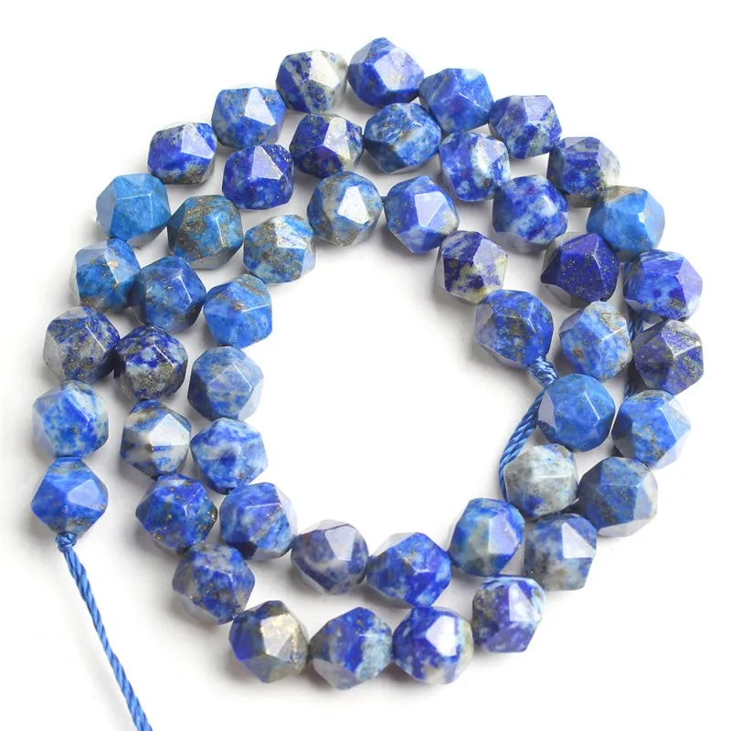 Ожерелье из натурального граненого лазурита красочного морганита бриллианта