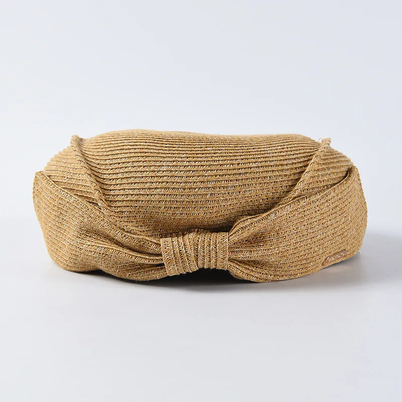 Женский соломенный берет USPOP мягкий однотонный со складным бантом|Женские