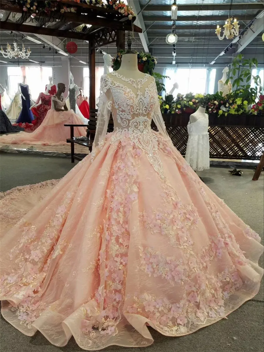 Розовое Бальное платье с кристаллами modabella роскошное свадебное рукавами и