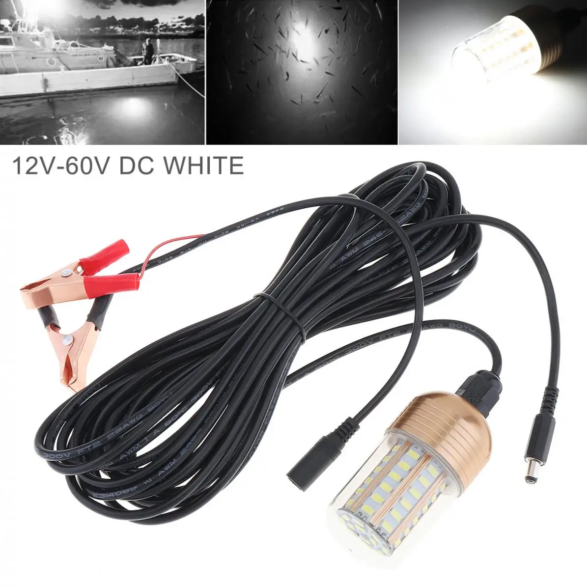 30W 12V 60V рыбалки белый светильник 108 шт. 2835 Светодиодный подводная рыбалка