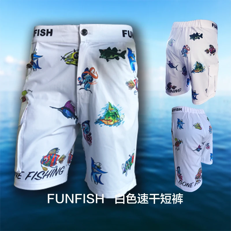 Быстросохнущие шорты для рыбалки спортивные мужские с рисунком Funfish Новинка лета