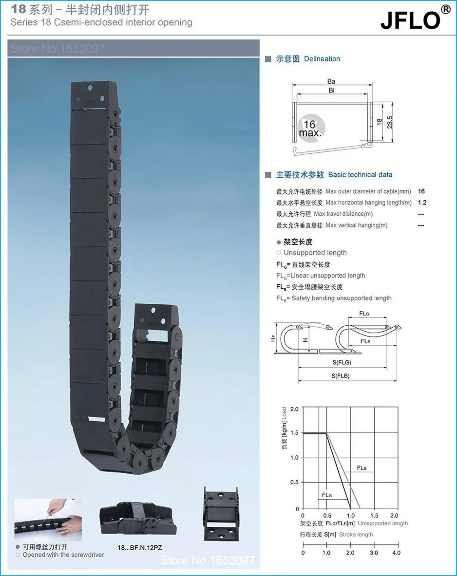 JFLO 18x50 мм пластиковая тягловая цепь 1 метр 100 см 4" Длина полузакрытая внутренняя открывающаяся проволока несущий Кабель с разъемом CNC