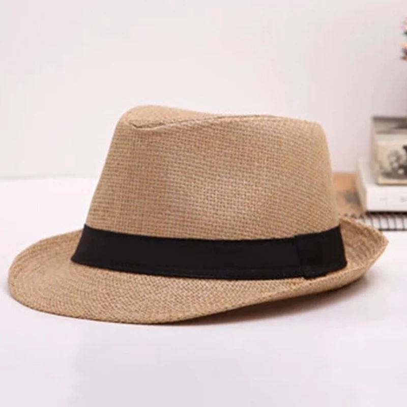 Summer Jazz Straw Hat Women Men Panama Cowboy Trilby Visor Cap Male British Gangster Caps Female Beach Sun Hats CP0190 | Аксессуары для