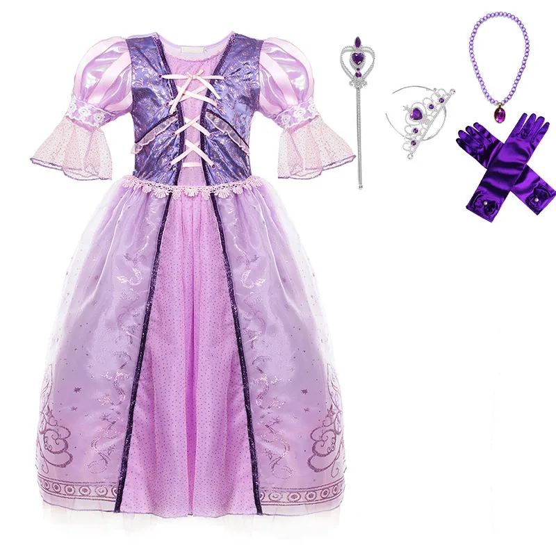 Dress Set 7 Детское винтажное платье принцессы; костюм Рапунцель в стиле аниме; вечерние платья в стиле ретро для девочек; одежда для костюмированной вечеринки на Хэллоуин - Цвет: Dress Set 7