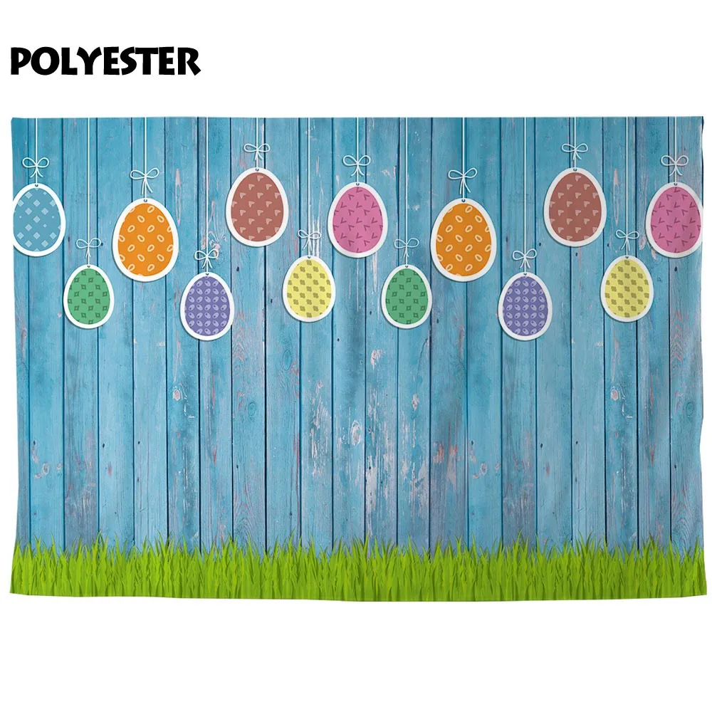 Allenjoy photophone photography blue wooden wall eggs baby Easter backdrops photocall photobooth for photo shoots | Электроника