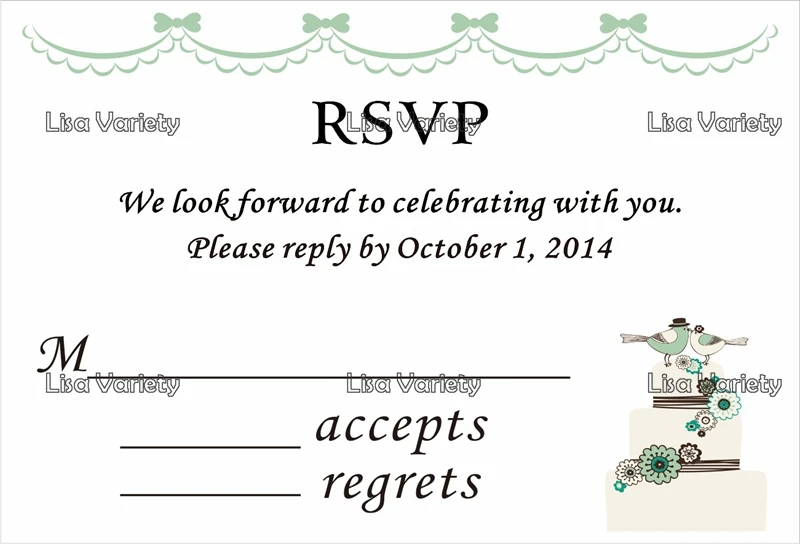 

Personalized RSVP Card with Free Envelope for Wedding / Party,50 pcs/lot,R1