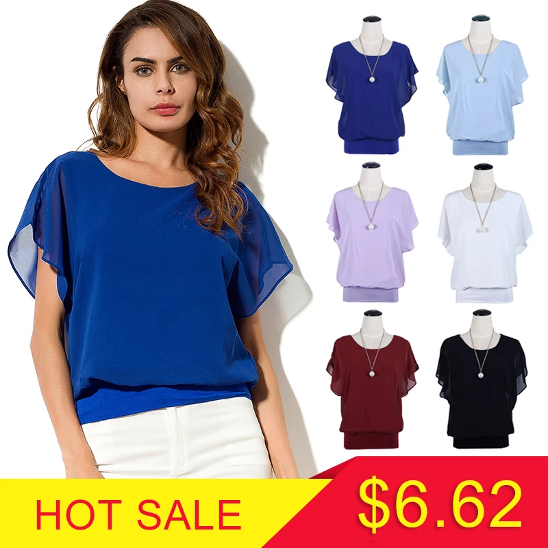 Новые женские топы мода 2018 женская летняя шифоновая блузка с оборками