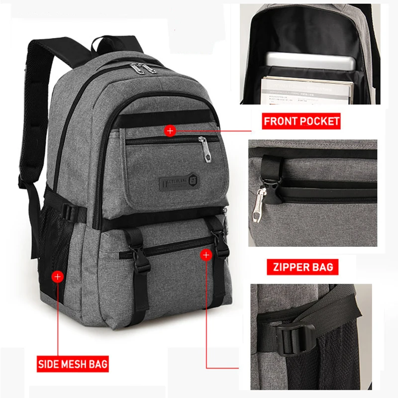 Модный рюкзак мужской однотонный для ноутбука деловой Новый Прочный дорожный