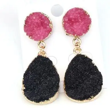 Модные серьги из смолы Druzy, серьги в форме капли воды для женщин, ювелирное изделие, массивные серьги Mujer Moda, подарки для женщин, аксессуары - Окраска металла: 14