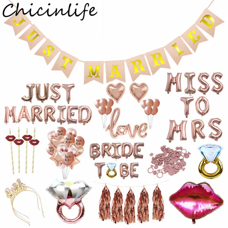Chicinlife только что заженный баннер шар для девичника Miss To Mrs бриллиантовое кольцо