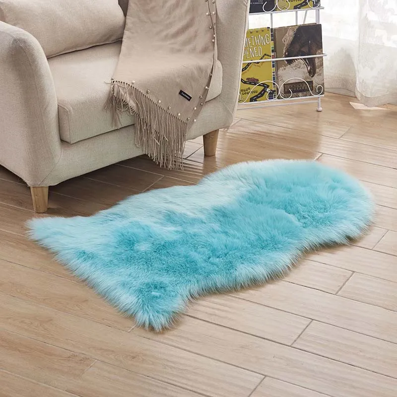 blue Необычные мягкие кресла из искусственной овчины, чехлы для диванов, сиденья, коврик белого цвета для спальни, пола, дивана, гостиной, татами, коврики - Цвет: blue