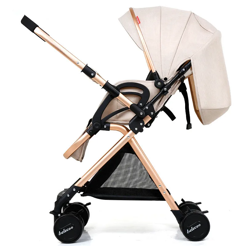 Khaki 2 way Высокая Ландшафтная легкая детская коляска складной Портативный путешествия коляска детская коляска розовый коляска - Цвет: Khaki 2 way