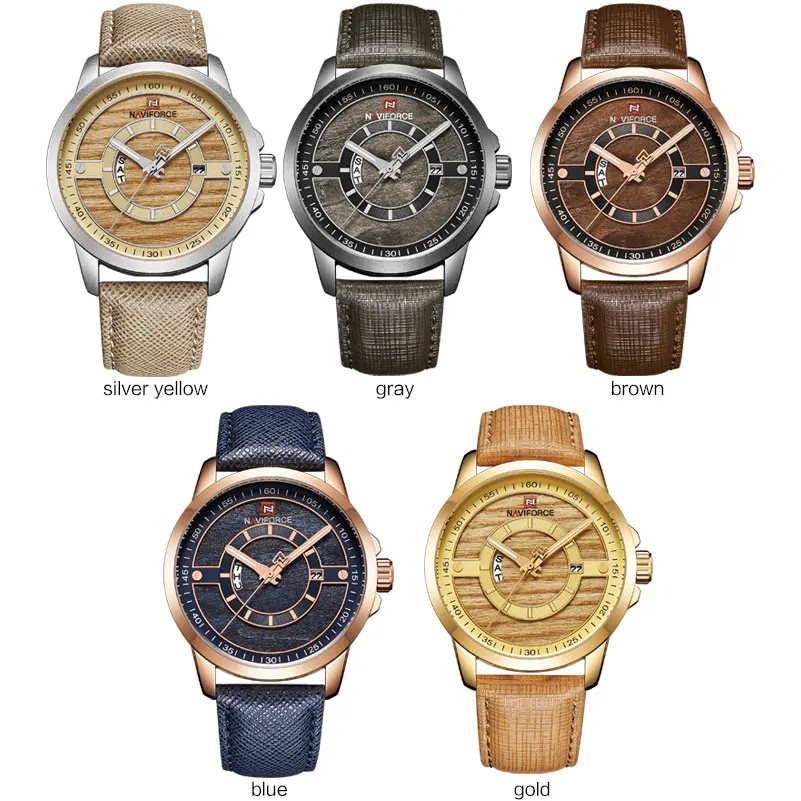 New NAVIFORCE Men Watch 3ATM Waterproof Male Fashion Casual Leather Wristwatch Man Date Week Quartz Watches Relogio Masculino | Наручные