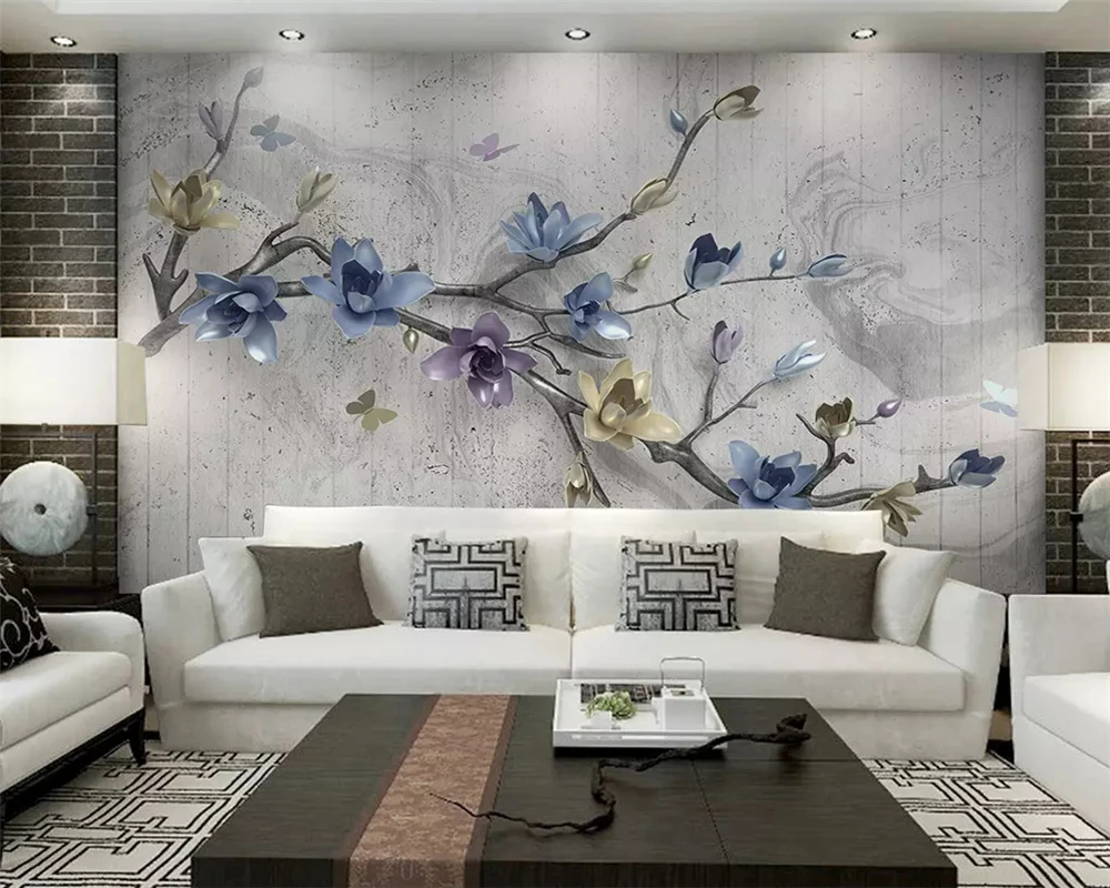 

beibehang Custom classic silky wallpaper embossed magnolia flower retro 3d new Chinese background papel de parede papier peint