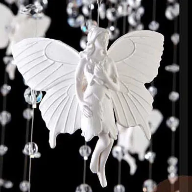 White Angel 8 12 bulbs Art deco Pendant Light Crystal Lamp LED E14 Modern Lighting For Bedroom Dining Hanging Resin Lights | Лампы и