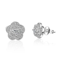 new fashion jewelry simple 925 sterling silver mosaic zircon flower earrings for women gift oorbellen