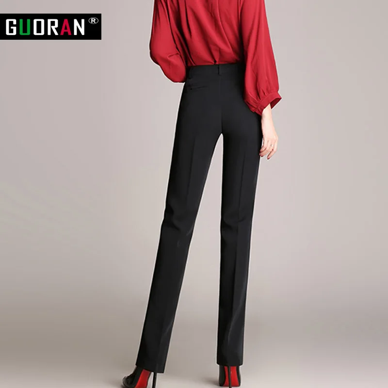 Брюки и капри женские костюмные Свободные повседневные длинные прямые офисные