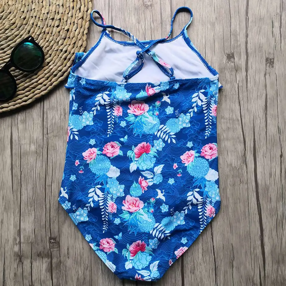Детский слитный купальник для девочек с цветочным принтом детский купальный