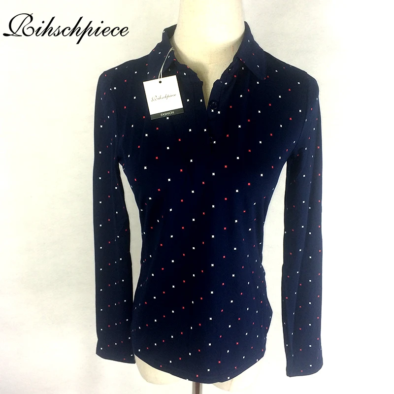 Весенняя пикантная рубашка-поло Rihschpiece женская черная рубашка с длинным рукавом