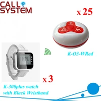 3 wrist watch w 25 table buzzer restaurant wireless waiter call bell for catering equipment
