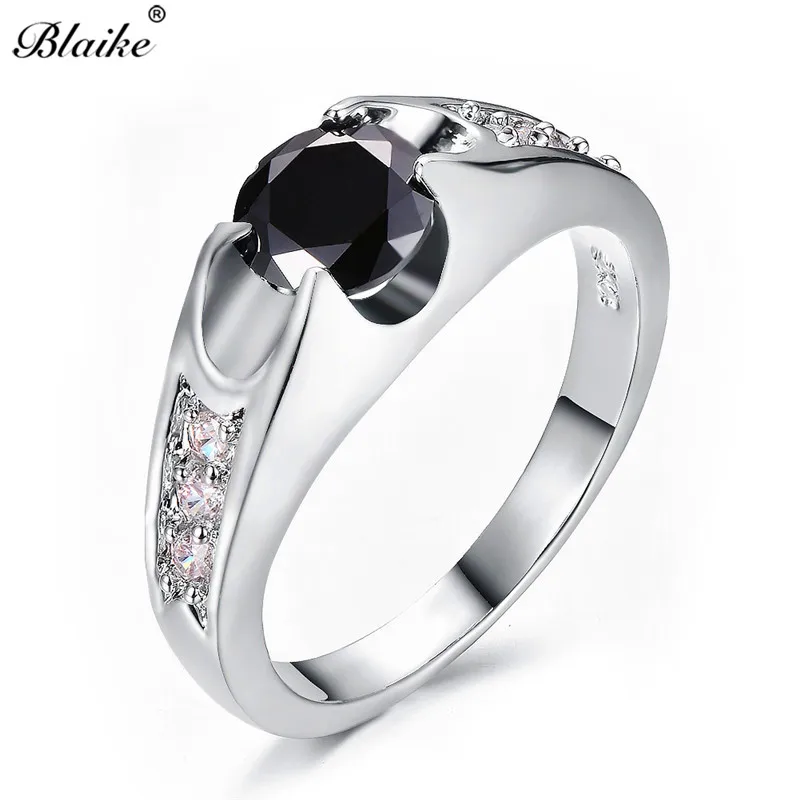 Кольцо Blaike 7*7 мм блестящее круглое черное кольцо для женщин и мужчин Винтажное на