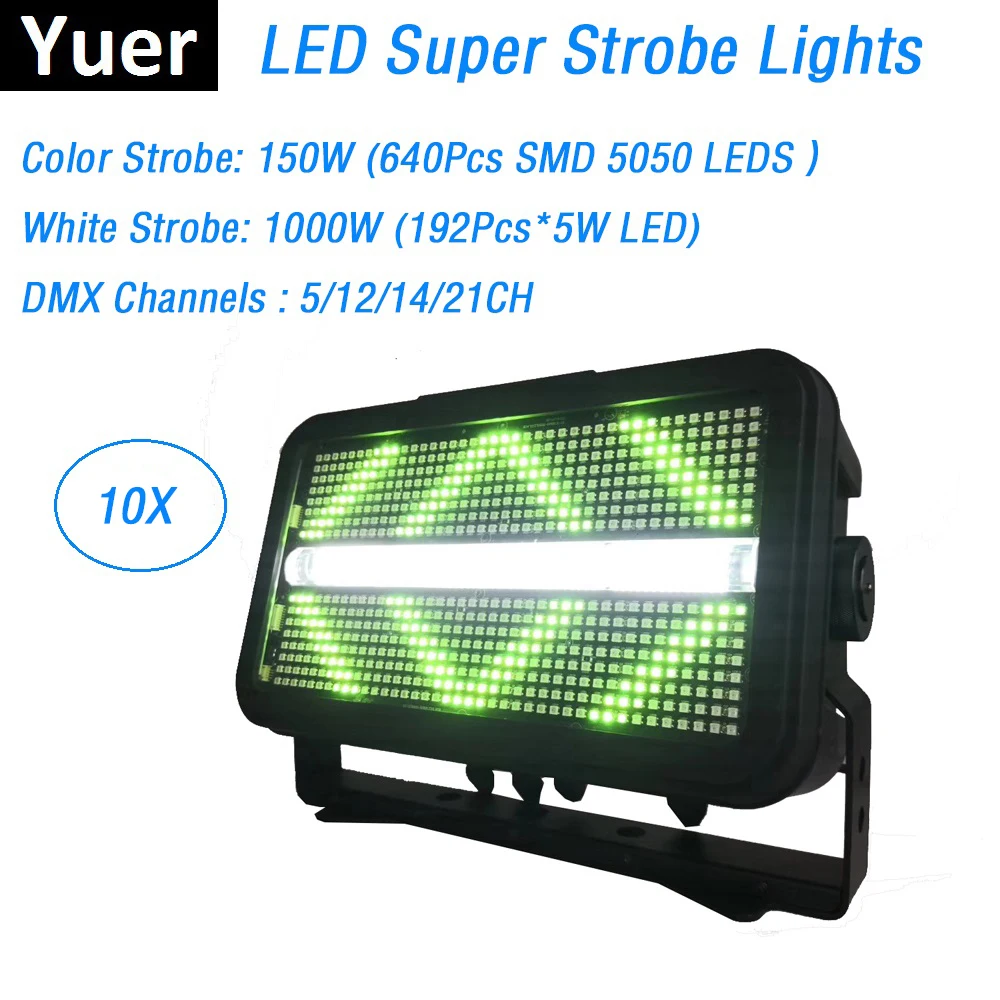 Free Shipping 192X5W White LED Flash Lights With 640Pcs SMD5050 RGB 3IN1 LEDS Super Strobe Lights DMX512 Strobe Flash Lights