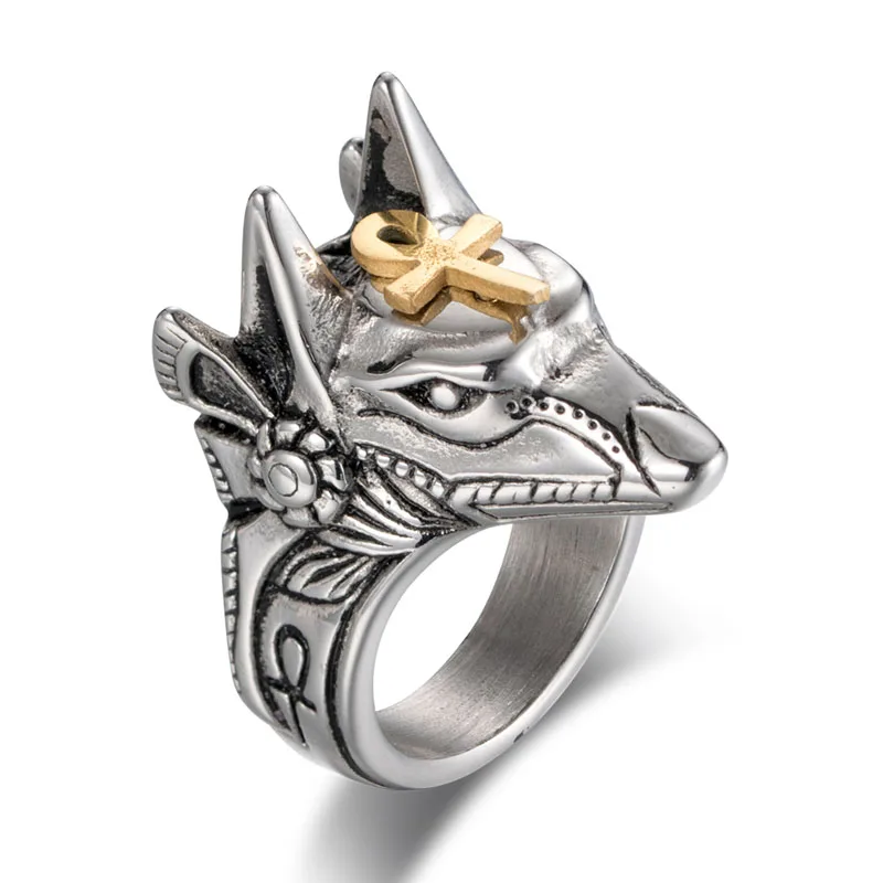 Мужское Винтажное кольцо для самообороны Anubis с головой волка в античном