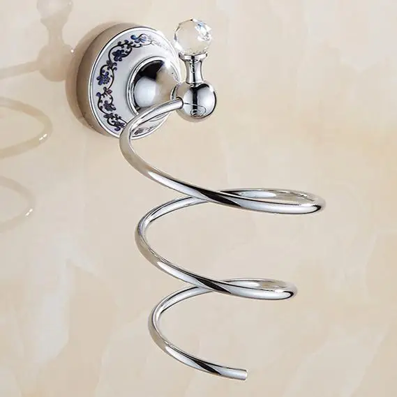 hair holder Серебряный Кристалл, аксессуары для ванной, набор, европейская хромированная отделка, керамическая пластина, антикварные аксессуары для ванной комнаты, подвесной костюм T345 - Цвет: hair holder