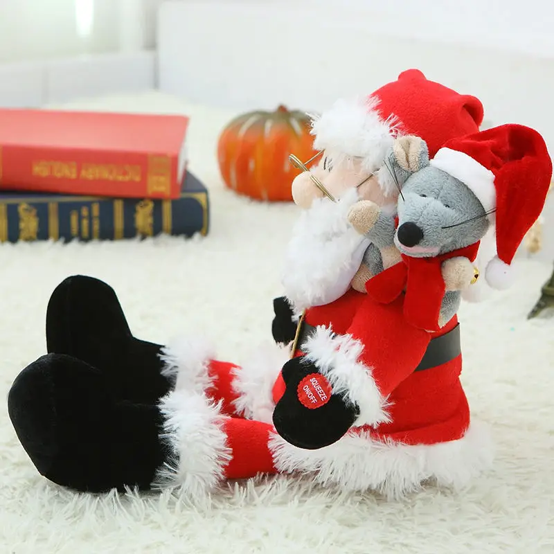 Говоря пение Санта Клаус Плюшевые игрушки электронные мягкие для детская одежда