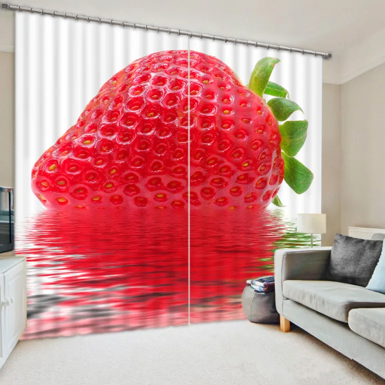 

3D The Art Photo Of Strawberry Window Curtain For Living Room