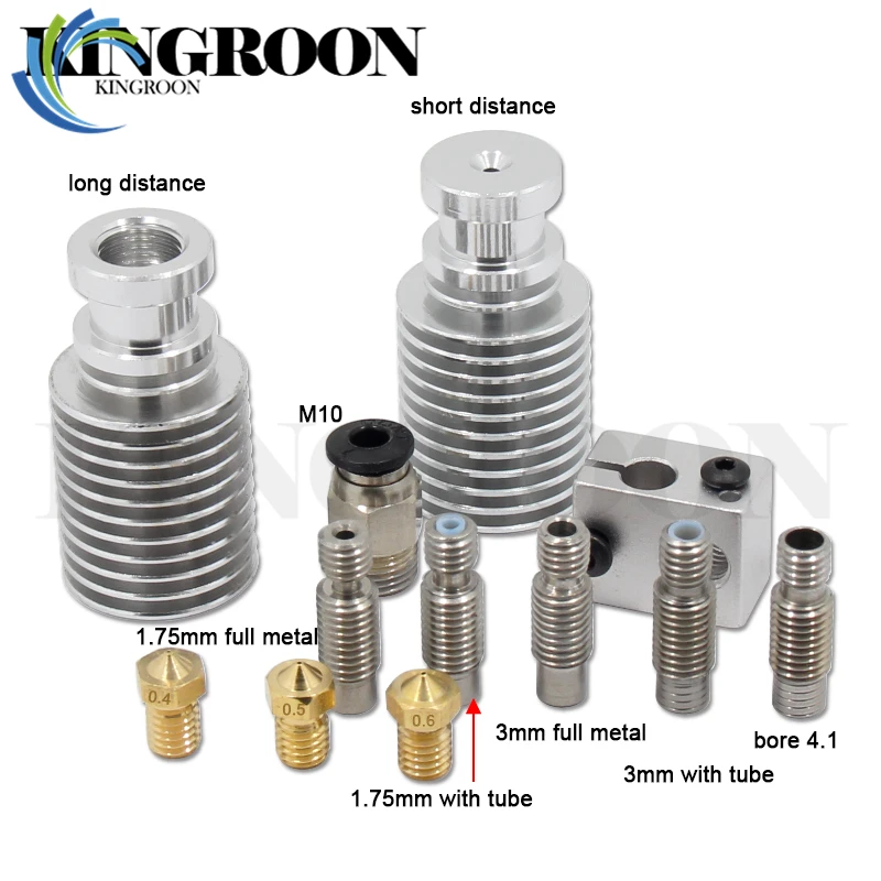 V6 j-головка Hotend дистанционный экструдер комплект 3D принтеры часть Вентилятор охлаждения кронштейн блок термисторы сопло 0,4 мм 1,75 мм нити