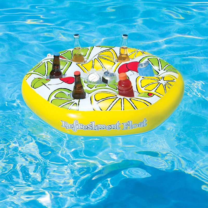Творческий надувные Пить Подстаканники большой 7 отверстий лимон узор воды