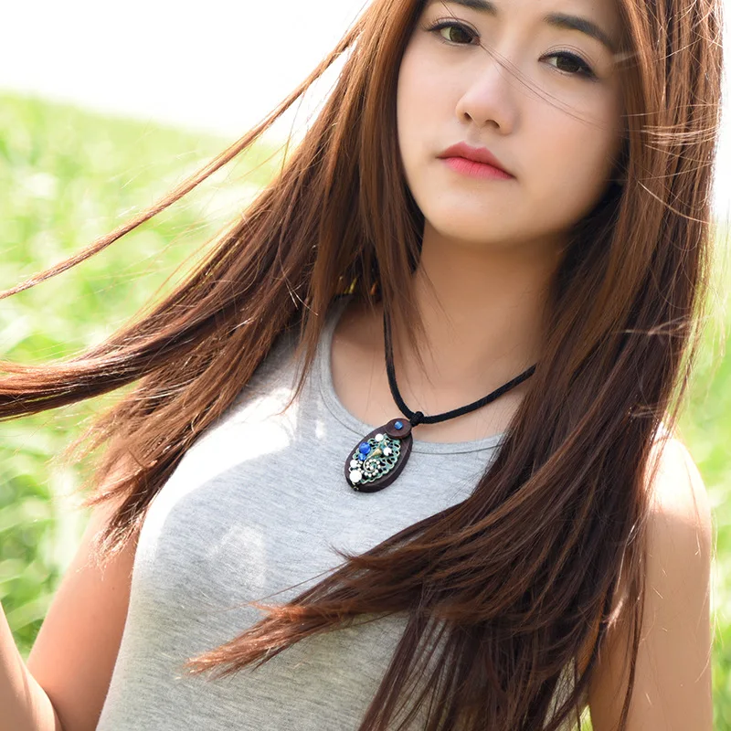 Модное винтажное ожерелье чокер бронзовое женское деревянное украшение новое