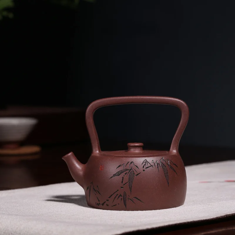 

authentic yixing teapot famous craftsmen manual recommended undressed ore purple mud stone girder pottery carved