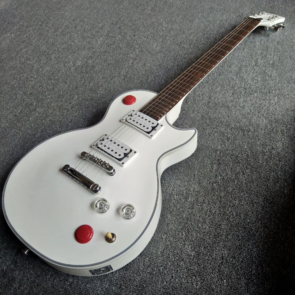 Горячая продажа 6 струн электрогитара с белыми пикапы зебры и палисандр гриф