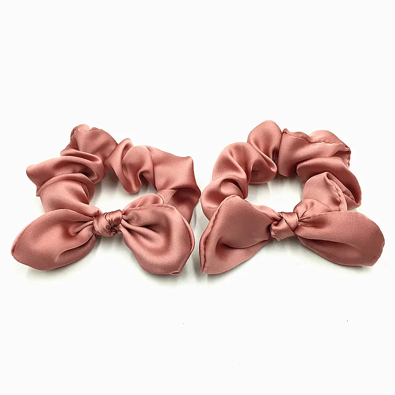 Pink 1 шт., 6 цветов, сатиновые резинки для волос,, резинка для волос с хвостиком, эластичная лента для волос, шелковые резинки с кроличьими ушками, головные уборы, аксессуары для волос - Цвет: Pink
